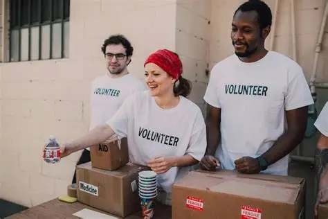 Community volunteers serving together